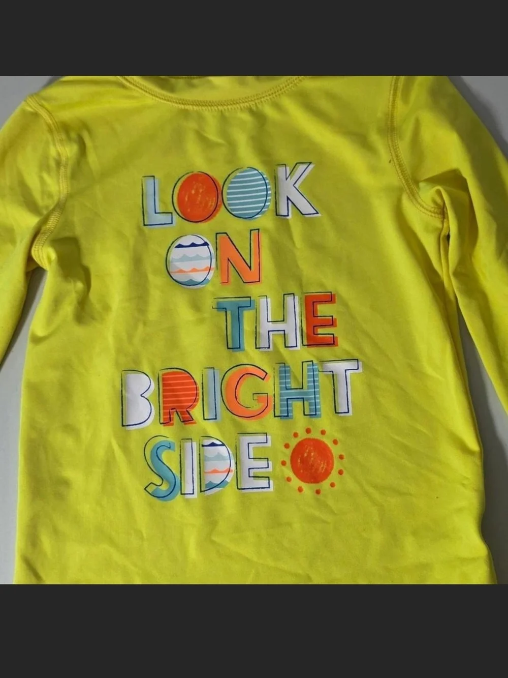 Look On The Bright Side Yellow Long-Sleeve Kids Rashguard